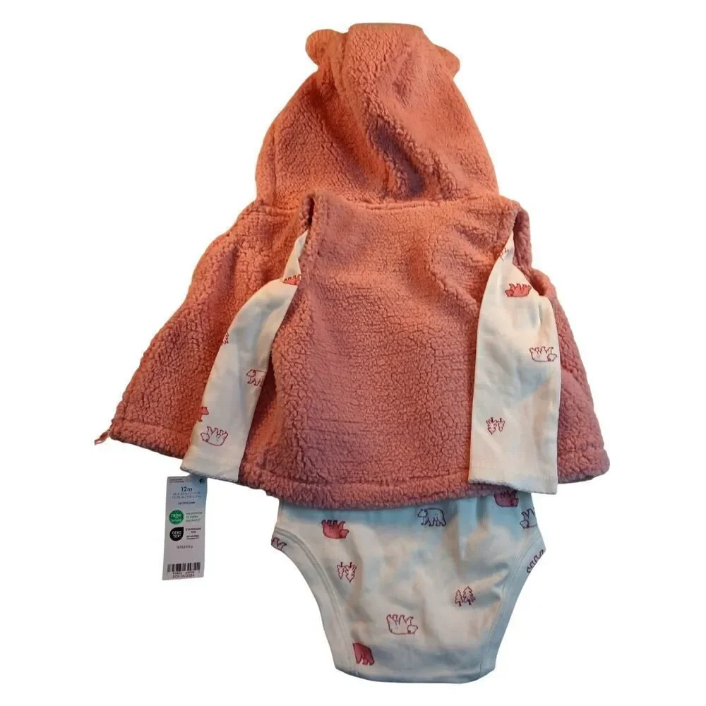 Carter's Baby Girls New w/Tags Bear Onesie & Hoodie Vest Set - 12M